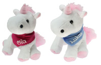 Einhorn 17,5cm weiß mit Namen am Halstuch Einhorn 17,5cm weiß mit Namen am Halstuch