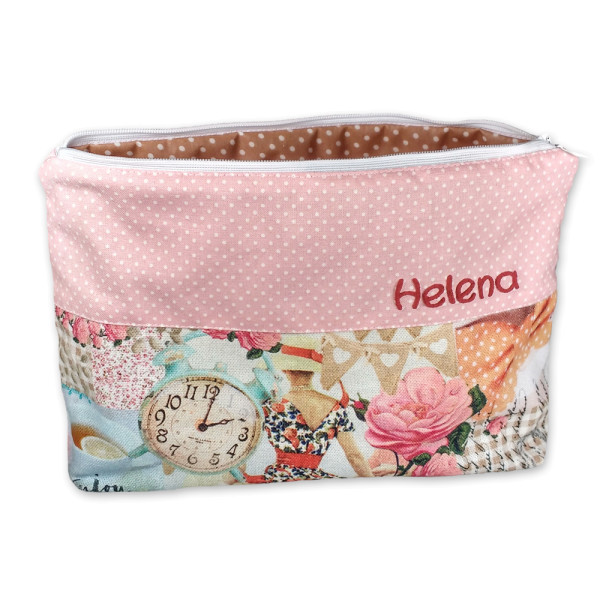 Kosmetiktasche Vintage mit Namen 25x17cm