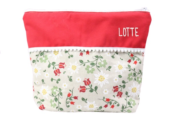 Beauty Bag Blume mit Namen 22cm x 20cm x 8cm